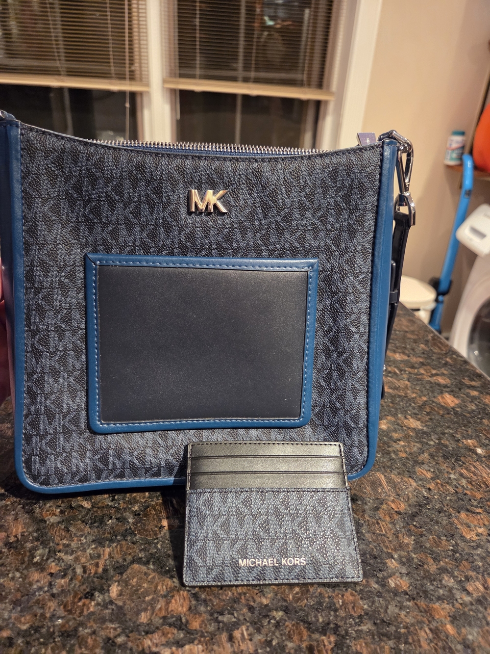 Michael Kors Navy & Blue Signature Crossbody with Card Holder